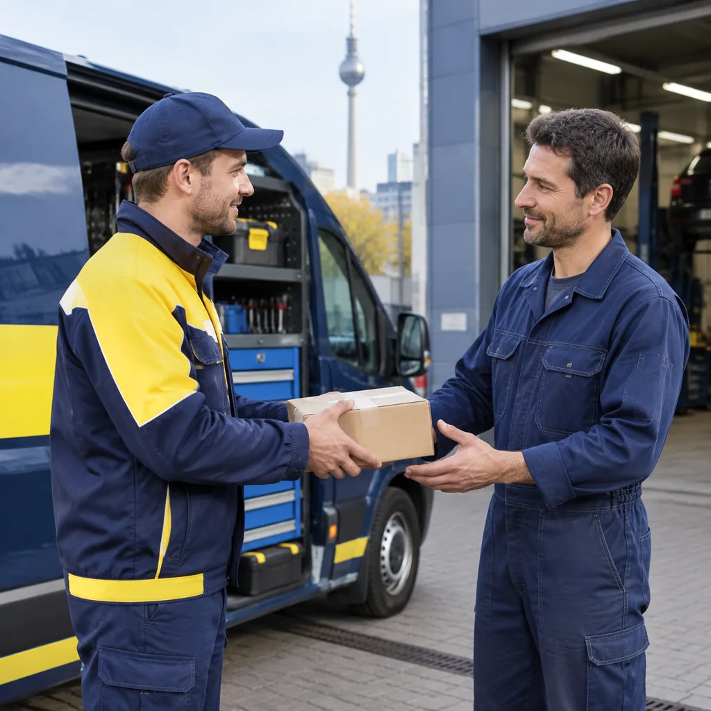 Direkte Übergabe eines Ersatzteilpakets an eine Werkstatt