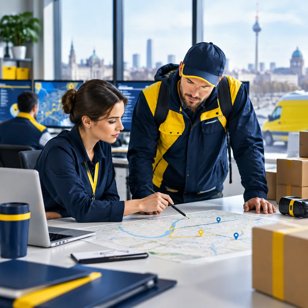 Disposition und Kurier prüfen gemeinsam eine geplante Route